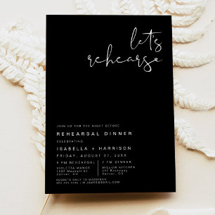 JOVI Edgy Black Modern Rehearsal Dinner-inbjudan Inbjudningar