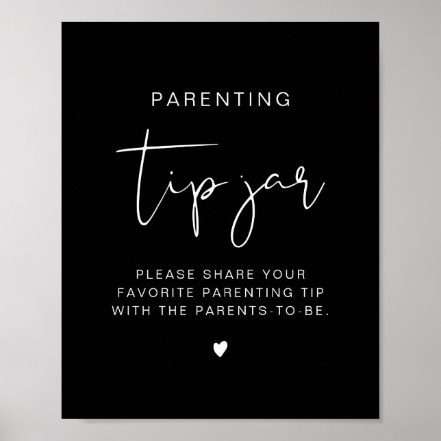 JOVI Edgy Black Modern Tip Burk och Advice-tecken Poster (Framsidan)