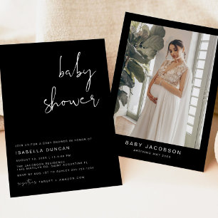 JOVI Edgy Modern Black Baby Shower-inbjudan Inbjudningar