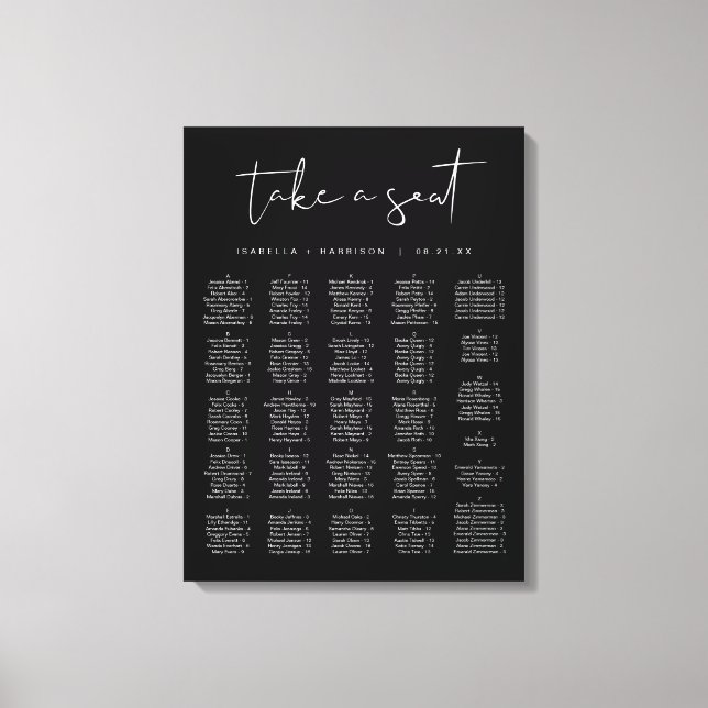 JOVI Edgy Modern Black White Alfabetical-säten Canvastryck (Framsida)