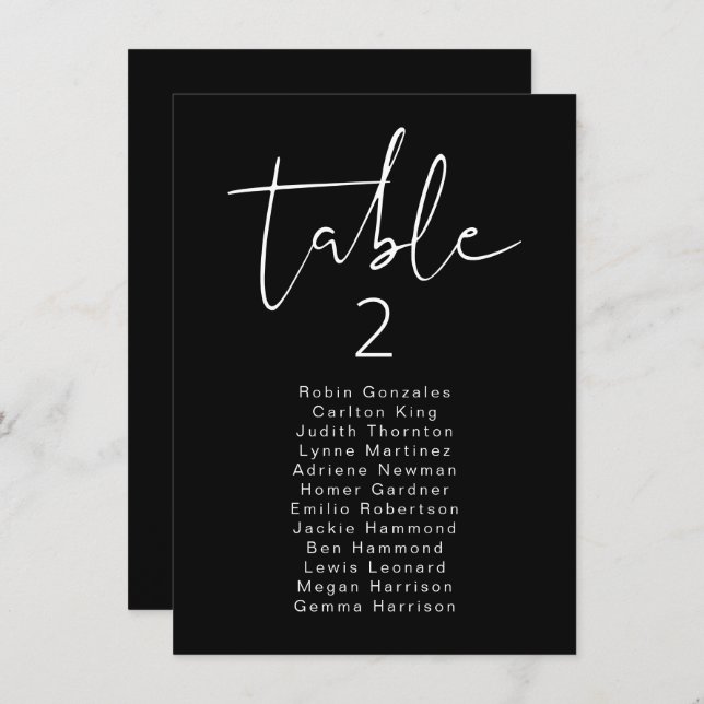 JOVI Edgy svart, modernt Bord-platskort Inbjudningar (Fram/baksida)