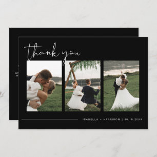 JOVI Modern Edgy Black Photo Bröllop Tack Inbjudningar