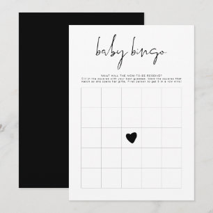 JOVI Svart Modern Baby Shower Bingo Spel Inbjudan