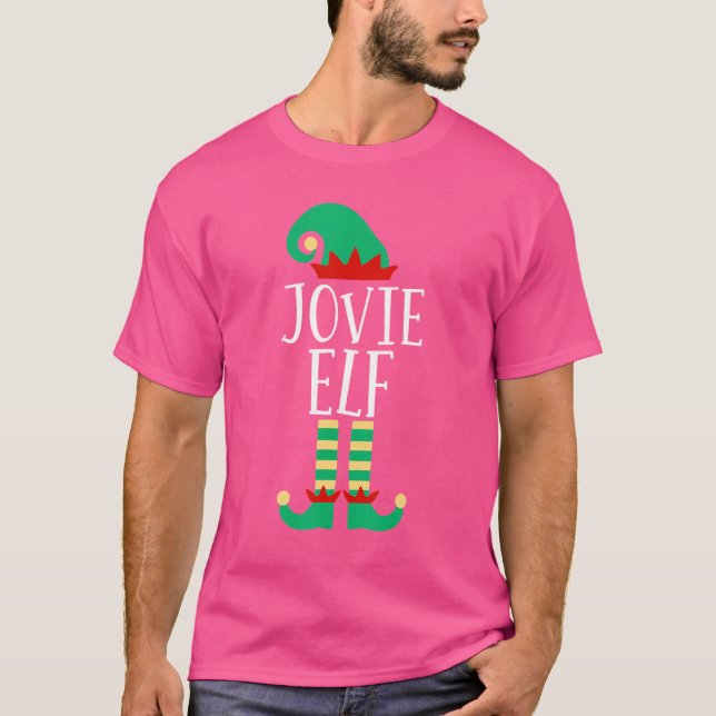 Jovie Elf-familjen som matchar julpajamas T Shirt (Framsida)