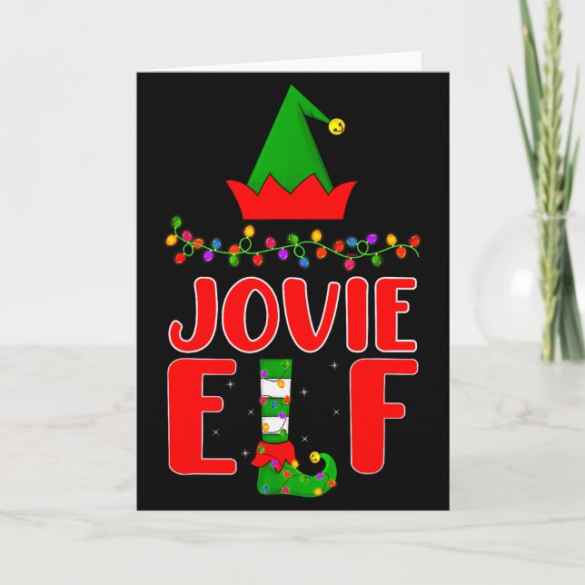 Jovie Elf Matching Family Lighting Christmas  Kort (Framsida)