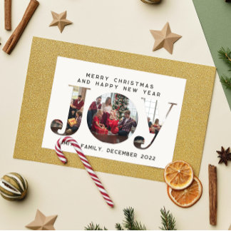 JOY 3 Anpassningsbar Photo Ram-kort - julvykort Helg Vykort