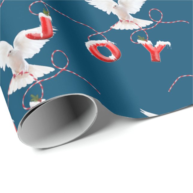 Joy and Dove on Blue Wrapping Papper Presentpapper (Rullad Hörn)