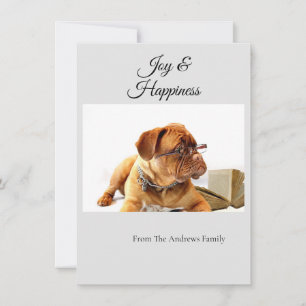 Joy and Happity Bordeaux Photo Helgdag Card Julkort