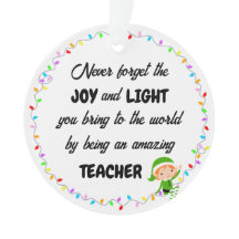 Joy and Light Tack Teacher Acrylic Ornament