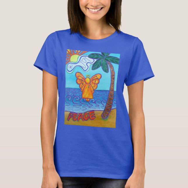 Joy and Peace Beach Angel Art Anpassningsbar T-shi Tee (Framsida)