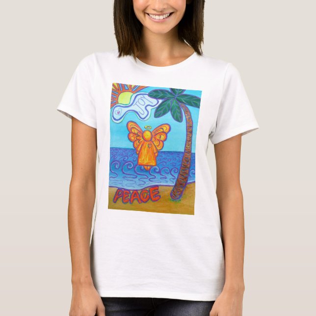 Joy and Peace Beach Angel Art Anpassningsbar T-shi Tee (Framsida)
