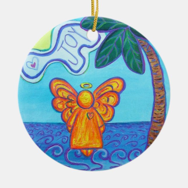 Joy and Peace Beach Angel Helgdag Pendant Ornament (Framsidan)