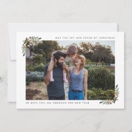 Joy and Peace Family Photo Modern jul Julkort