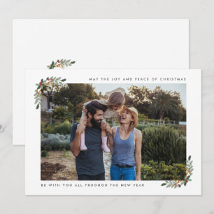 Joy and Peace Family Photo Modern jul  Julkort