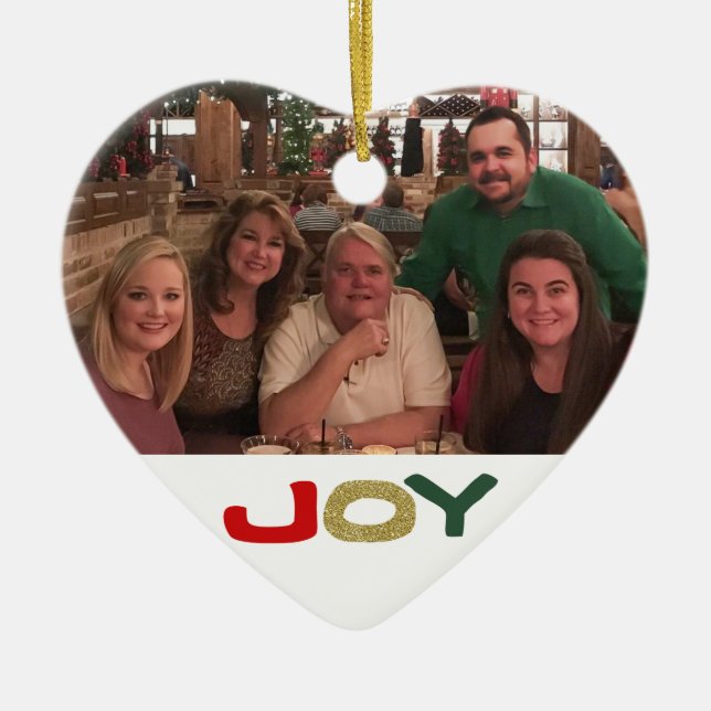 Joy Anpassningsbar 2-sidiga familjefollen Julgransprydnad Keramik (Framsidan)