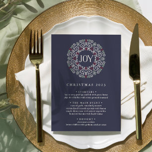 Joy Anpassningsbar Julmiddag Menu Inbjudningar