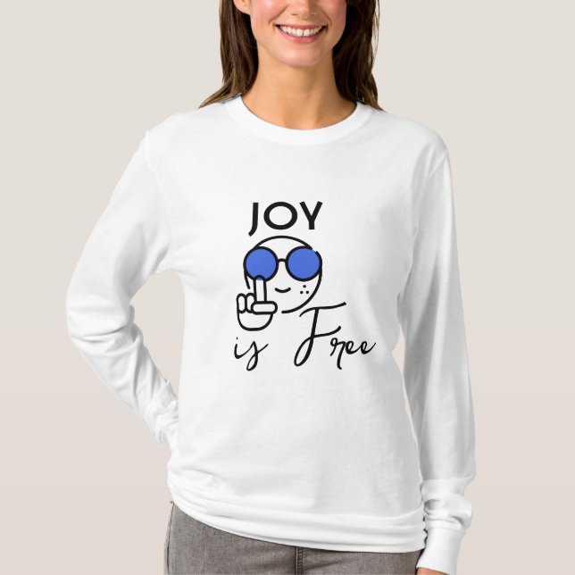 Joy är fritt T-Shirt - Cute Smiley face med Sungla (Framsida)