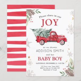  Joy Baby Shower för Winter Lastbil utanför Kallet Inbjudningar