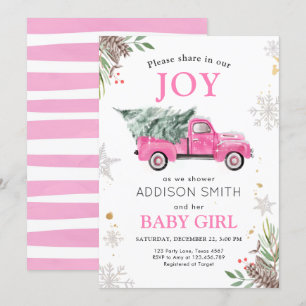 Joy Baby Shower för Winter Lastbil utanför Kallet Inbjudningar