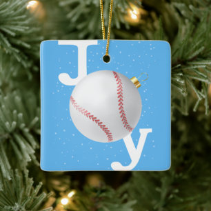 Joy bauble baseball himlar blue jul Helgdag Julgransprydnad Keramik