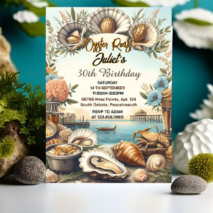 Joy Beach Seafood pearl ostron 30års födelsedag Inbjudningar