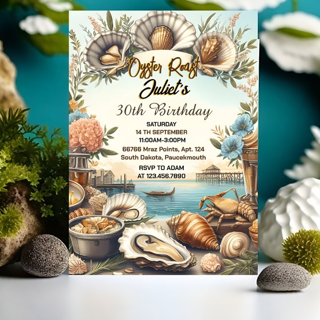 Joy Beach Seafood pearl ostron 30års födelsedag Inbjudningar (Skapare uppladdad)