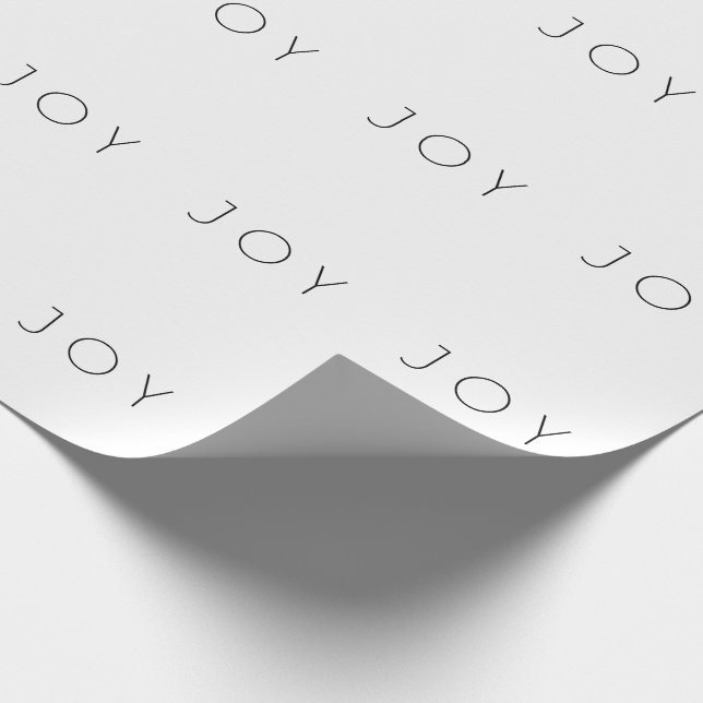 Joy Black and White Minimalist Typography Presentpapper (Hörn)