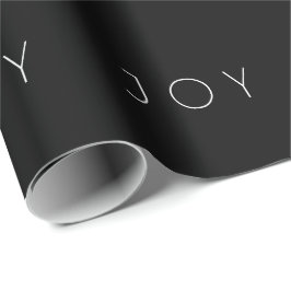 Joy Black Modern Minimalist Typography Mönster Presentpapper