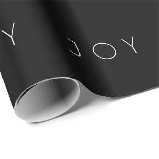 Joy Black Modern Minimalist Typography Mönster Presentpapper