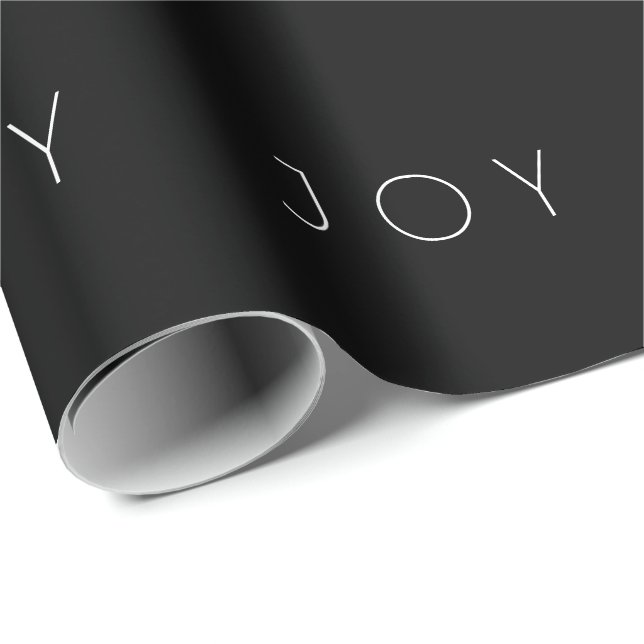 Joy Black Modern Minimalist Typography Mönster Presentpapper (Rullad Hörn)