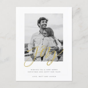 Joy Black White Photo jul Card Vykort