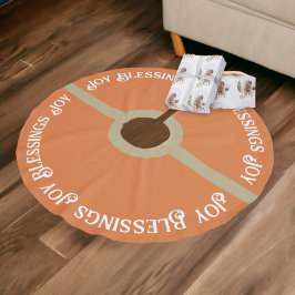 Joy Blating Muted Sage Grönt Orange jul Julgransmatta Borstad Polyester