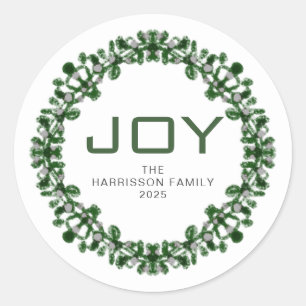 Joy Blommigt God Jul-andningsfamiljen Namn Runt Klistermärke