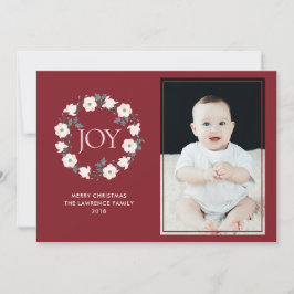 Joy Blommigt Wandey  Burgundy Julfoto Julkort