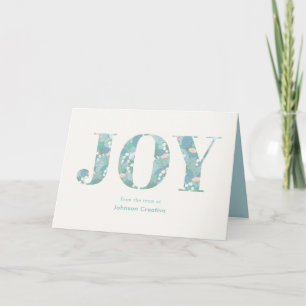 JOY Blue Grönt Foliage Business Helgdag Card Helgkort