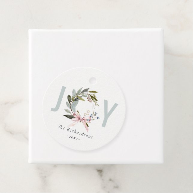 Joy  Blue Grönt Vinterjul - andedräkt Gåvor Etiketter (På plats)