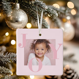 JOY Blush Pink Modern Christmas | Personalized Julgransprydnad Keramik