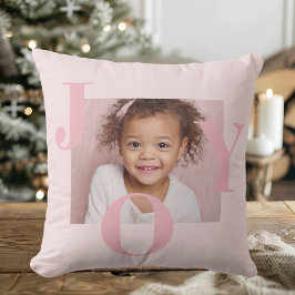 JOY Blush Pink Modern Christmas | Personalized  Kudde