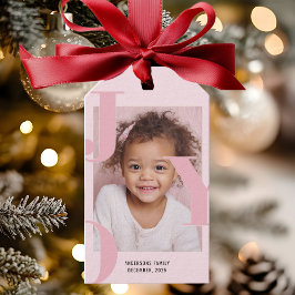 JOY Blush Pink Modern Christmas | Personalized  Presentetikett