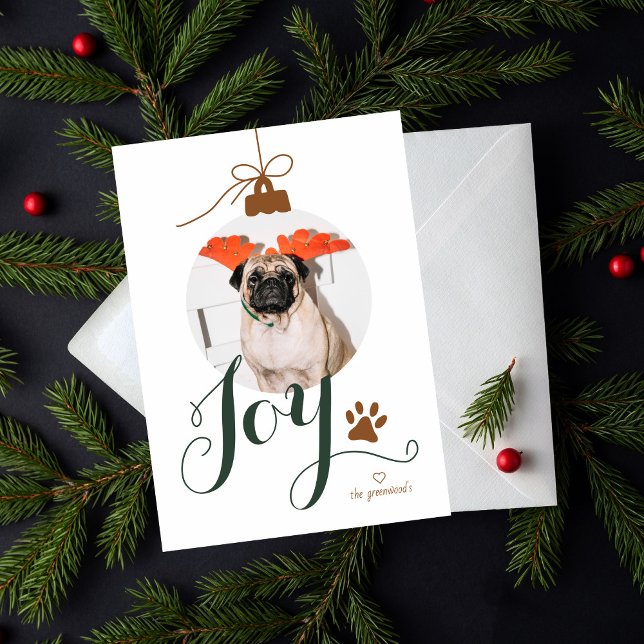 Joy Boho Pet Photo Ornament Helgdag Card Julkort (Skapare uppladdad)