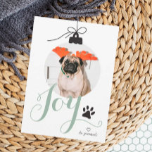 Joy Boho Pet Photo Ornament Helgdag Card