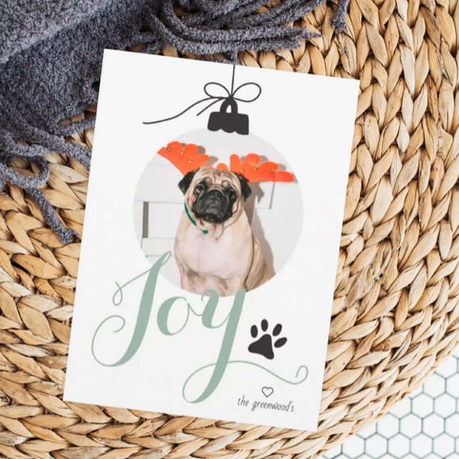 Joy Boho Pet Photo Ornament Helgdag Card Julkort (Skapare uppladdad)