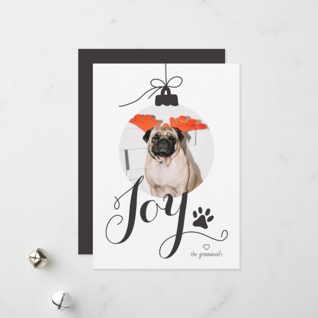 Joy Boho Pet Photo Ornament Helgdag Card Julkort (Fram/Back In Situ)