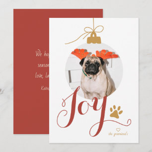 Joy Boho Pet Photo Ornament Helgdag Card Julkort
