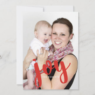 Joy Bold Red/Modern Photo Helgdag Card Julkort