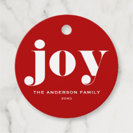 JOY Bold Typography Modern Julrött Gåvor Etiketter