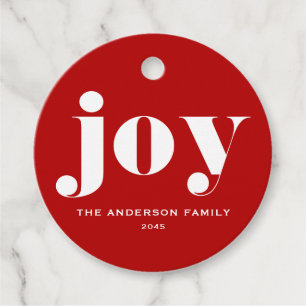 JOY Bold Typography Modern Julrött Gåvor Etiketter