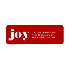 JOY Bold Typography Modern Julrött Returadress Etikett