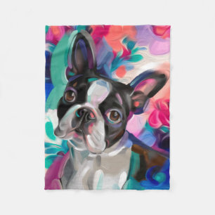 "Joy" Boston Terrier Hund Art fleece filt