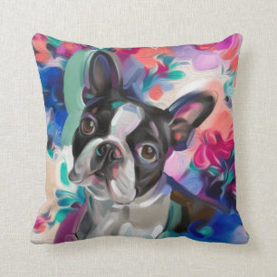 "Joy" Boston Terrier Hund Art-kudde Kudde